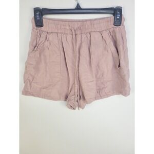 Rachel Paige Women's Linen Blend Shorts Pink Size Small S Elastic Waist Casual S